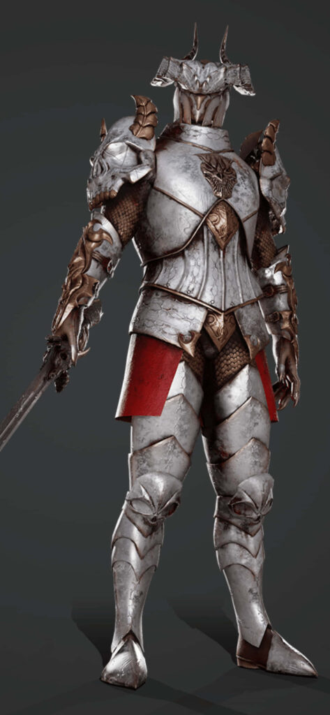 Dragon motif medieval warrior in plate armor with Mordhau sword in combat stance - Mordhau game wallpaper