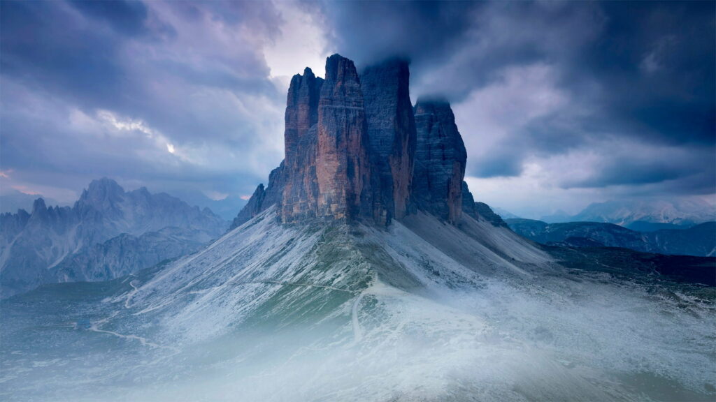 Majestic Mountain Peak HD Wallpaper: Ethereal Misty Background
