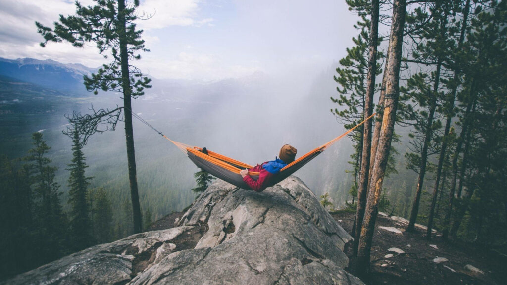 Meditative Retreat: Tranquility at the Misty Mountain Peak Wallpaper