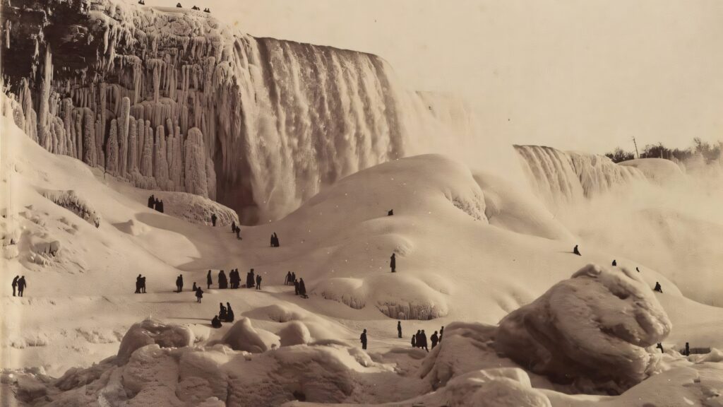 Stunning Frozen Niagara Falls Wallpaper: Serene Winter Beauty
