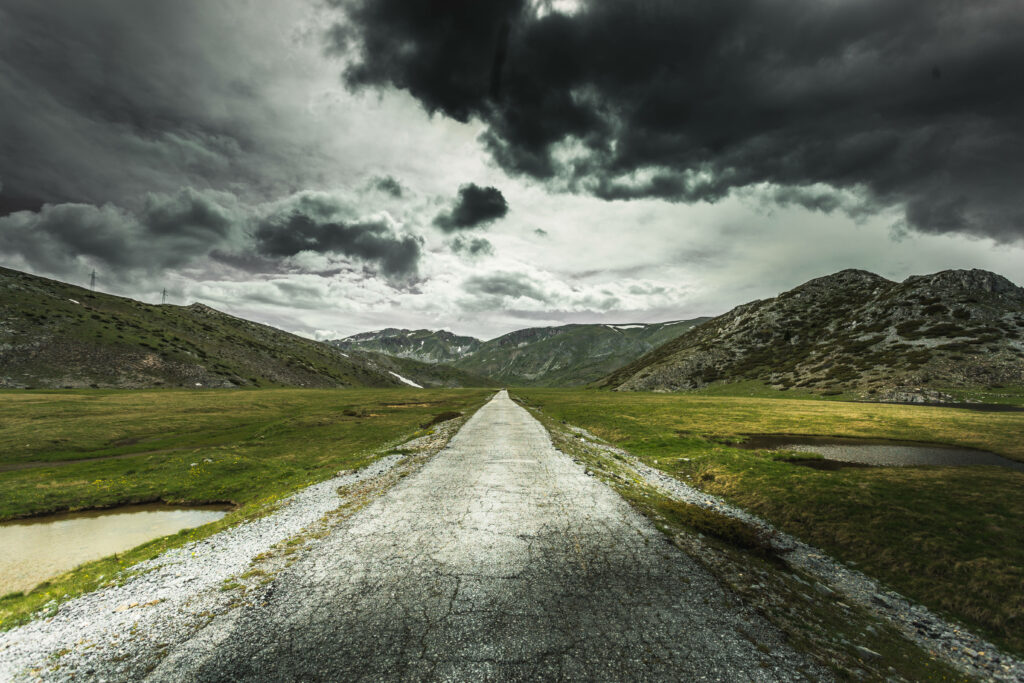 Majestic Pathway: Journey into the Mystical Galičnik Peaks - A Mysterious Macedonian Landscape Wallpaper