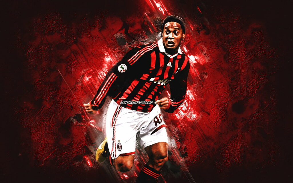 Samba Magic: Ronaldinho Gaucho, The Brazilian Soccer Legend, In Action for AC Milan: QHD Wallpaper Background