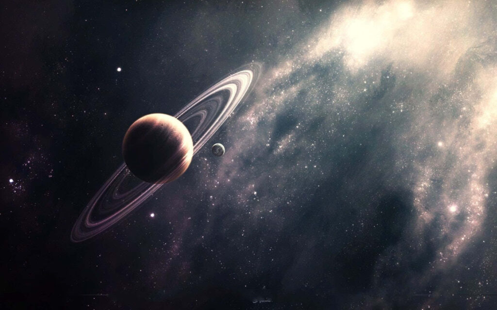 Stunning Saturn Wallpaper: Majestic Planet & Cosmic Clouds Background