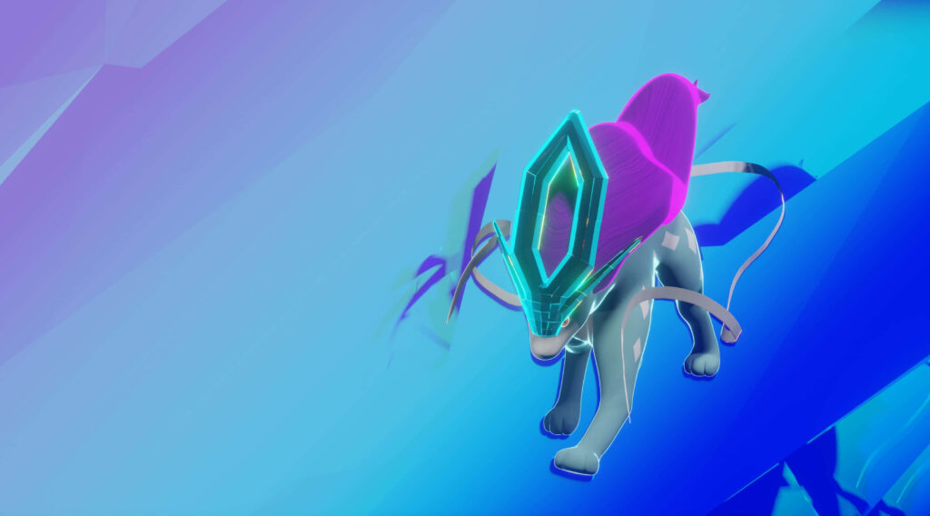 Majestic Suicune Wallpaper: Vibrant Blue Fantasy Background