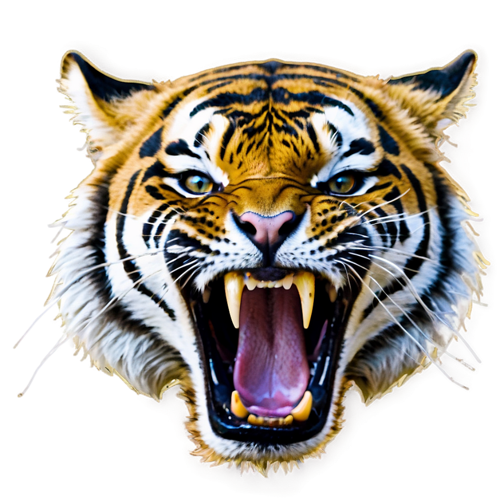 Majestic Tiger Mid-Growl Wallpaper: Fierce Predator Art