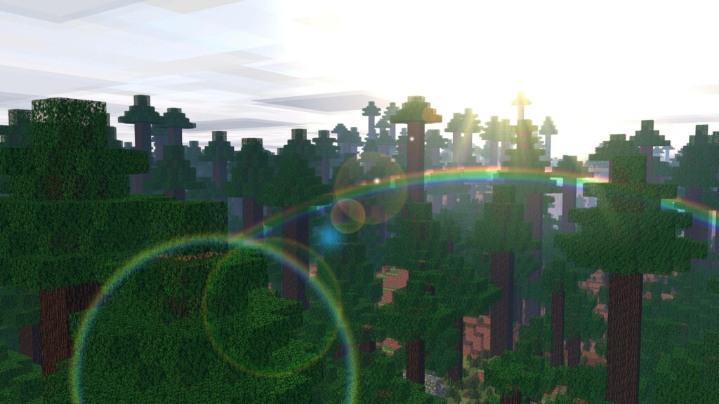 Serenity amidst the Pixels: 4k Minecraft Forestscape Wallpaper