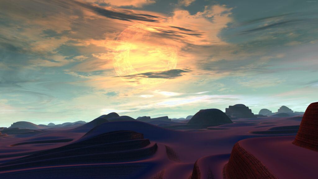 Violet Sands: Majestic Desert Landscape in Stunning 8k Clarity Wallpaper