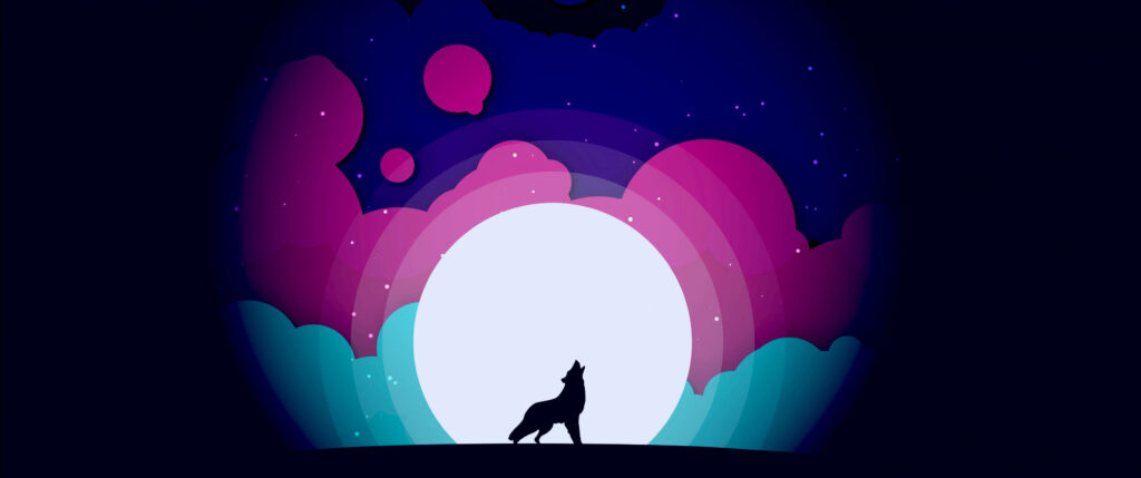 Stunning 4D Ultra HD Wolf Howling Wallpaper with Moon & Starry Sky