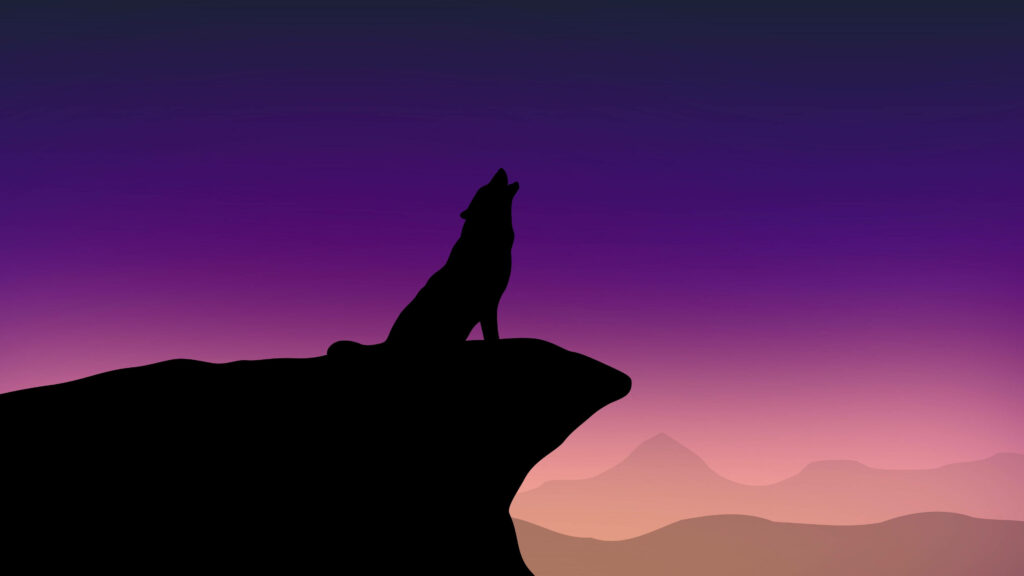 Majestic Wolf Howling at Twilight Sky - Nature iPad Pro Background Wallpaper