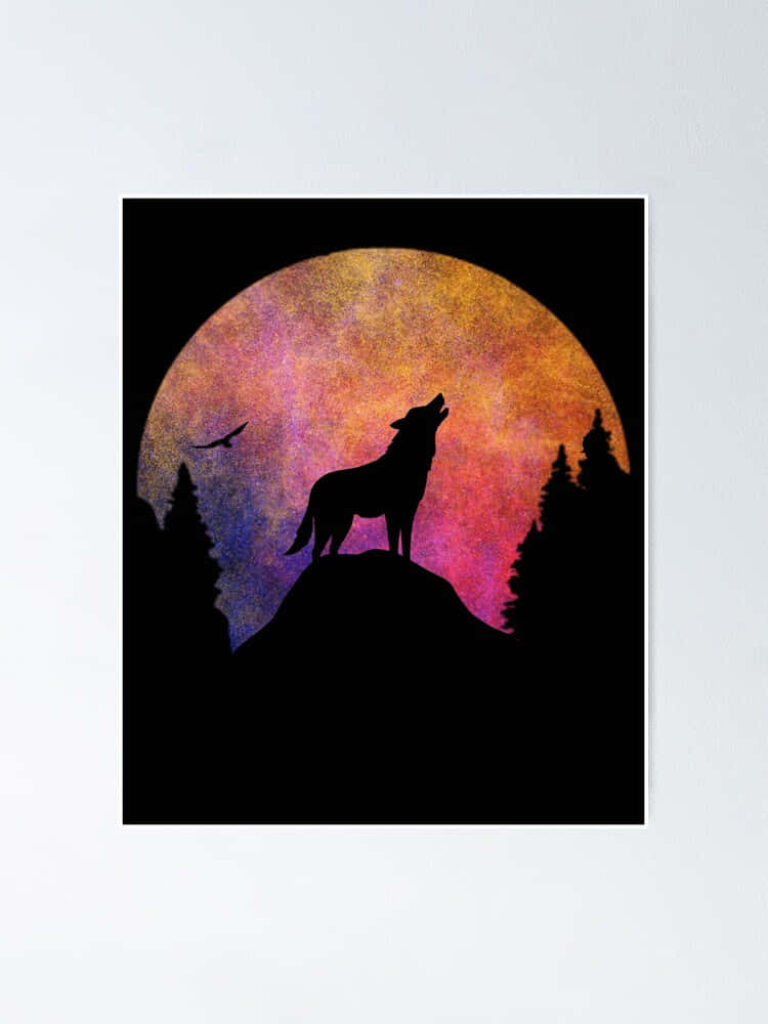 Majestic Wolf Silhouette Howling at Sunset - Nature Wallpaper