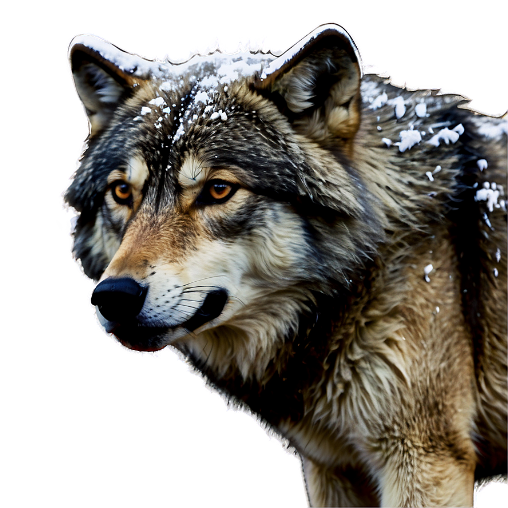 Majestic Wolf in Snowfall Wallpaper - Serene Winter Wildlife Art