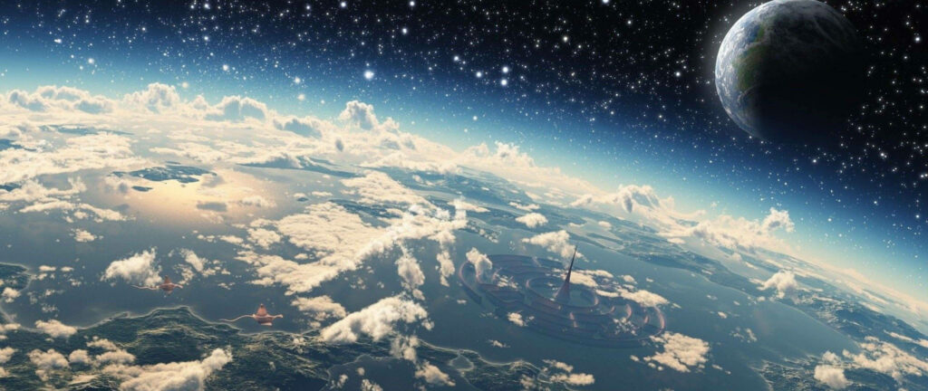 Infinite Serenity: A Captivating Interstellar Encounter Wallpaper