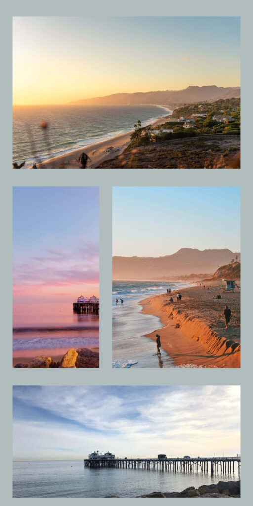 Malibu Coastal Splendor: A Stunning Grid Collage Showcasing Picturesque Sceneries Wallpaper