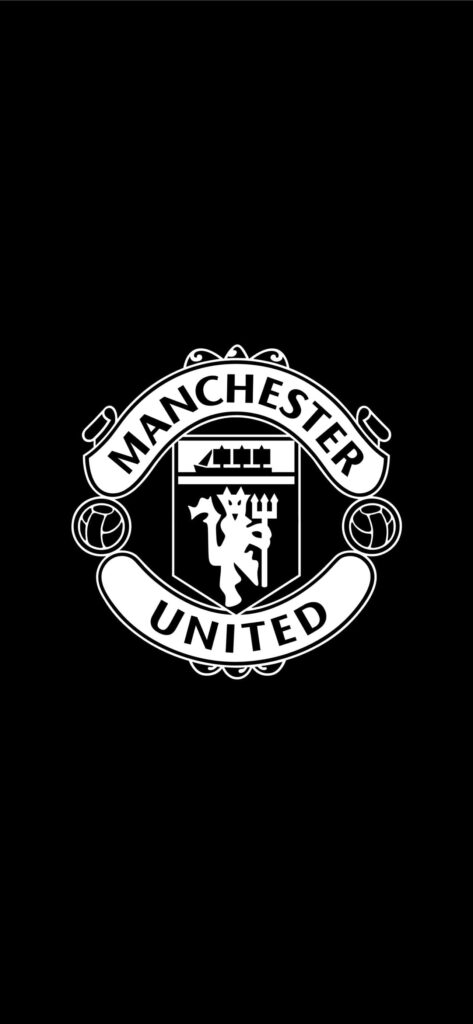 Classic Black and White Manchester United Emblem Wallpaper