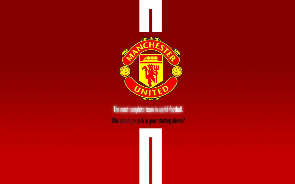 Manchester United logo centered on bold red background showcasing football legacy wallpaper
