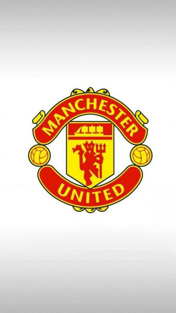 Manchester United logo wallpaper bold red yellow colors gradient background football design