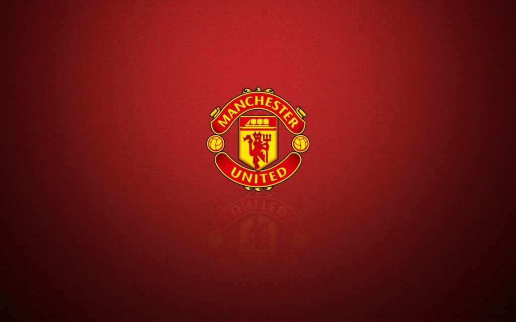 Manchester United logo on red textured background football club wallpaper background design
