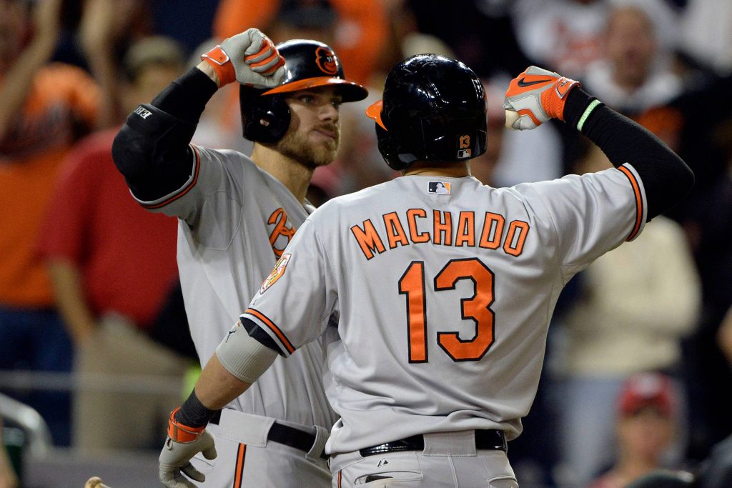 Manny Machado Baltimore Orioles #13 gray jersey celebrating MLB baseball dynamic wallpaper