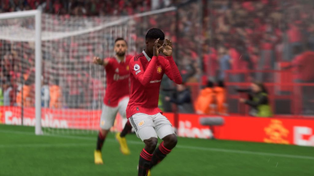 Marcus Rashford Manchester United Griddy celebration 3D CGI wallpaper vibrant football background