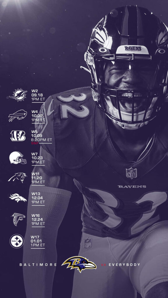 Marcus Williams Baltimore Ravens wallpaper with 2022 schedule and team logo background