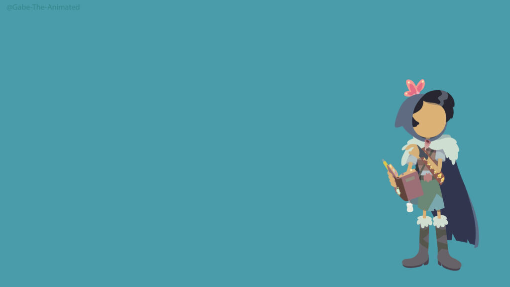 Minimalist Marcy Wu Amphibia wallpaper with iconic outfit on solid blue background for fans