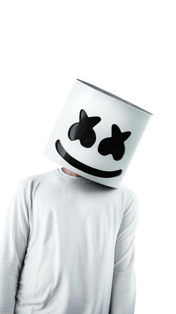 Melodic Magic: A Captivating Wallpaper Showcasing Marshmello DJ and His Iconic Mask