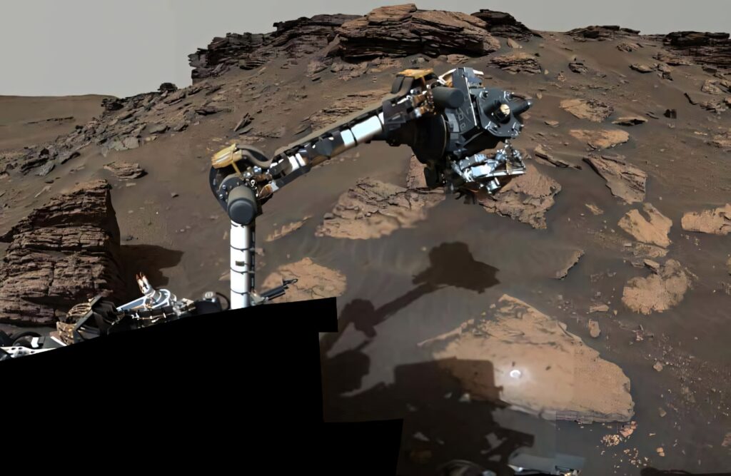 Martian Surface Rover View: Rocky Landscape Wallpaper Background