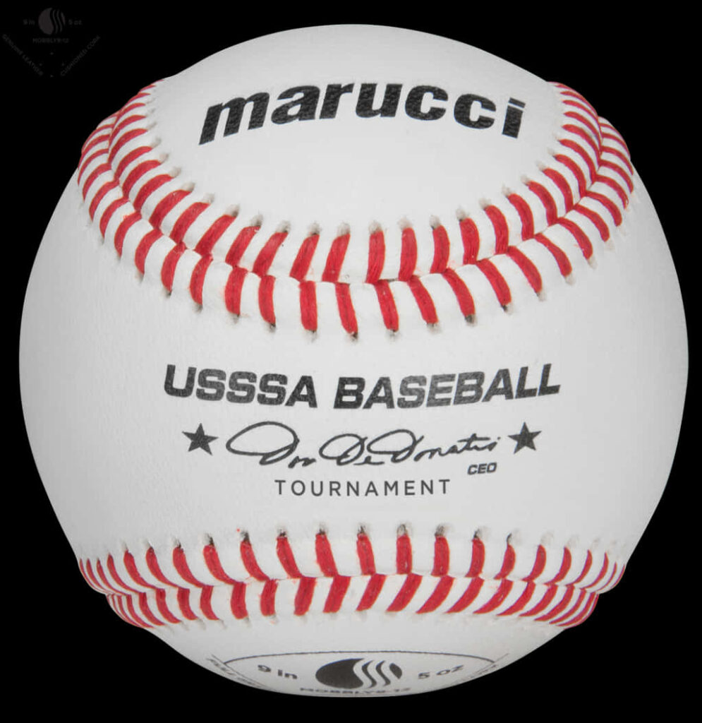 White Marucci USSSA Baseball with Red Stitches - Tournament Wallpaper