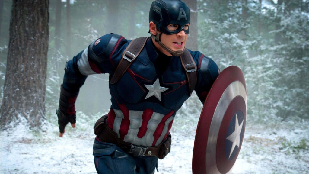 Captain America's Shield Dominates the Marvel Logo: An Iconic Image of Power and Heroism Wallpaper