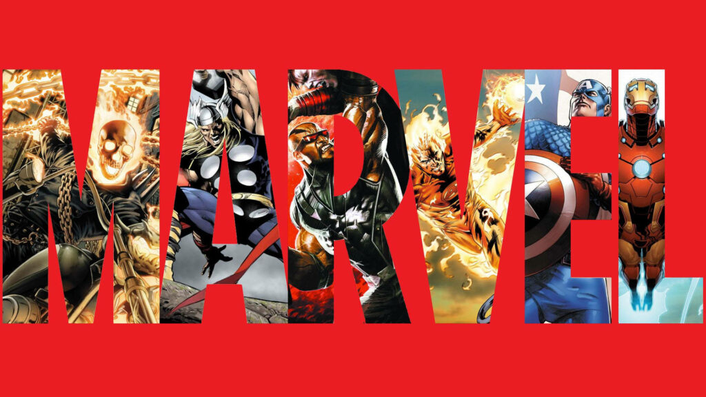 Superhero Reflection: Marvel Comics Title Wallpaper with Big Letters