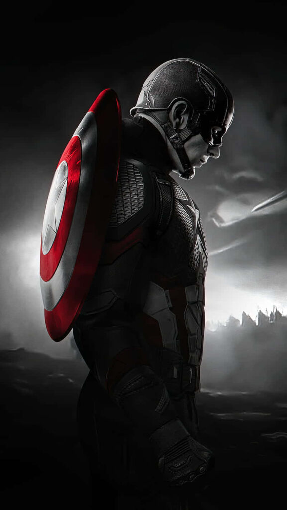 Captain America Cool Dark Black Mobile Background Wallpaper