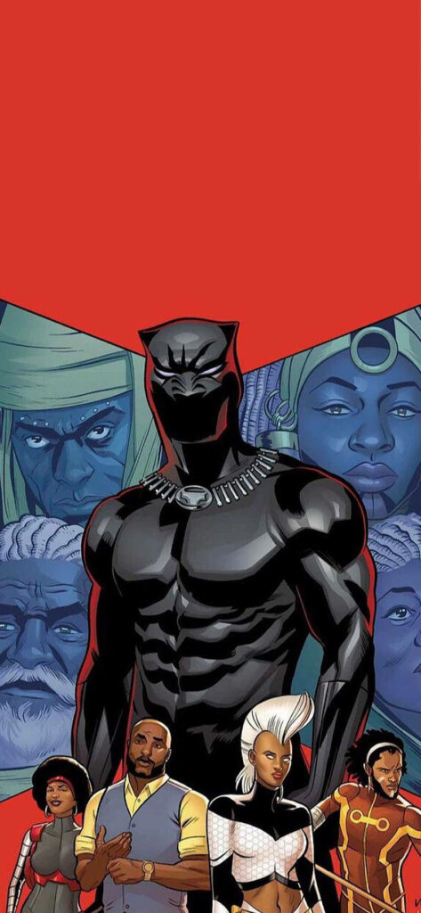 Marvelous Black Panther Android Wallpaper Uniting Iconic Marvel Characters in a Dynamic Illustration