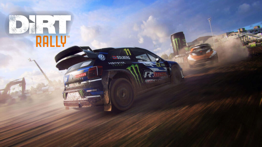 Dirt Rally Game: Rally Car Drifting on Dirt Track in Action-Packed Moment Wallpaper