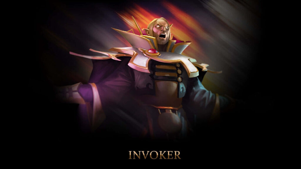 Arcane Mastery: Invoker Seizing the Epic Battlefield in Dota 2 Wallpaper