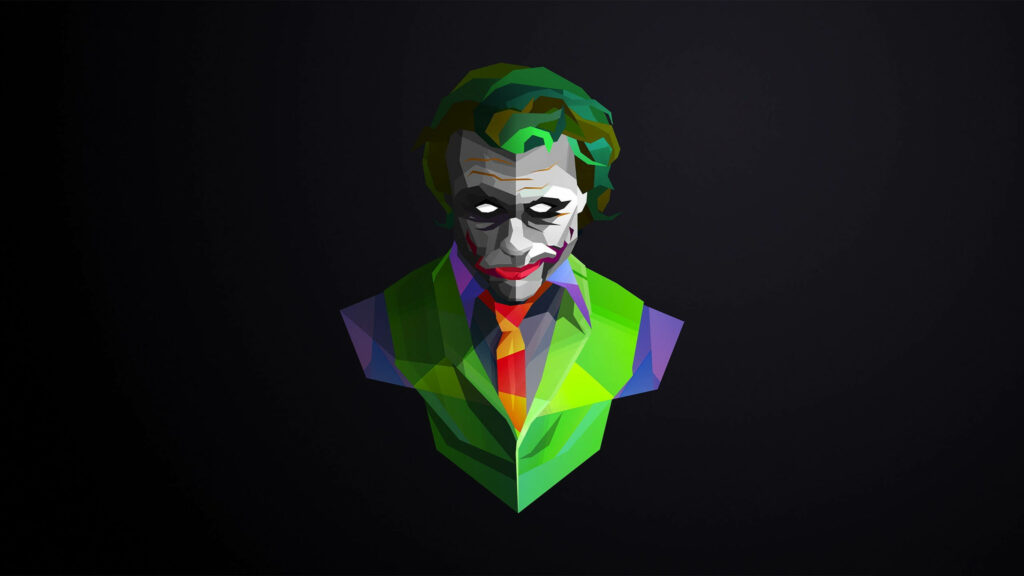 The Masterful Craftsmanship of a High-Definition Joker Low Poly Artwork: A Top-Quality Blend of Creativity and Precision within this Vibrant Joker Masterpiece Wallpaper