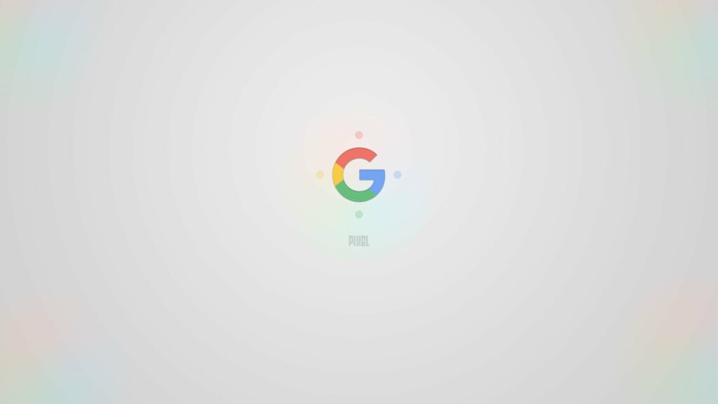 Minimalist HD wallpaper with multicolored Google G logo Pixel text on light grey background