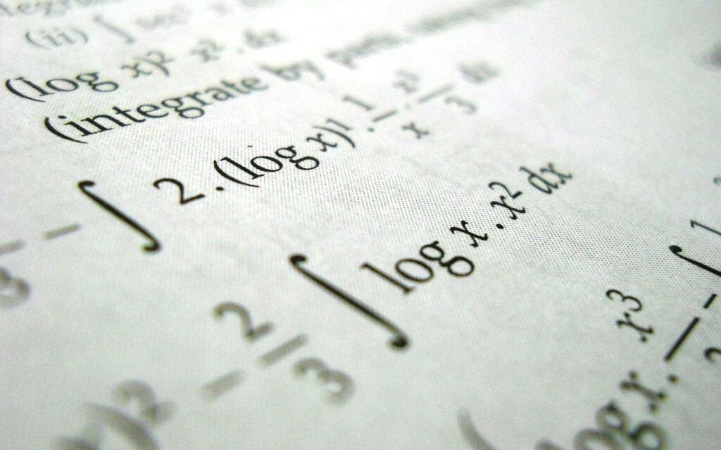 Mathematical Questionnaire Wallpaper with Equations and Integrals Close-Up