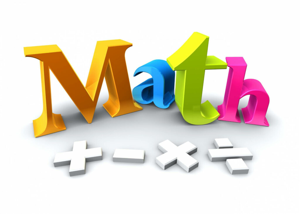 3D Text Math Symbols in Vibrant Colors on White Background - Math Image Illustration Wallpaper
