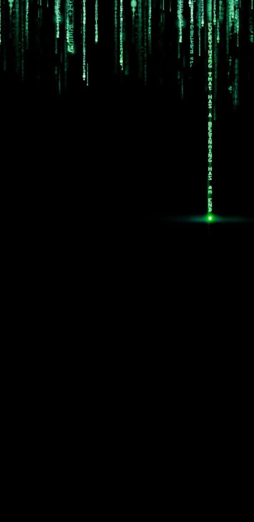 Matrix digital rain iPhone wallpaper with Oracle quote on black background for sci-fi fans