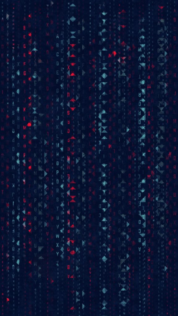 Matrix-Inspired Abstract Wallpaper in Red & Blue - 2160x3840 Background