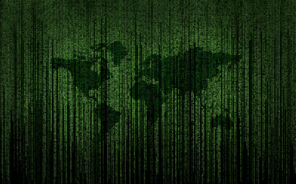 The Digital Globe: A Matrix-Style 4K World Map Wallpaper
