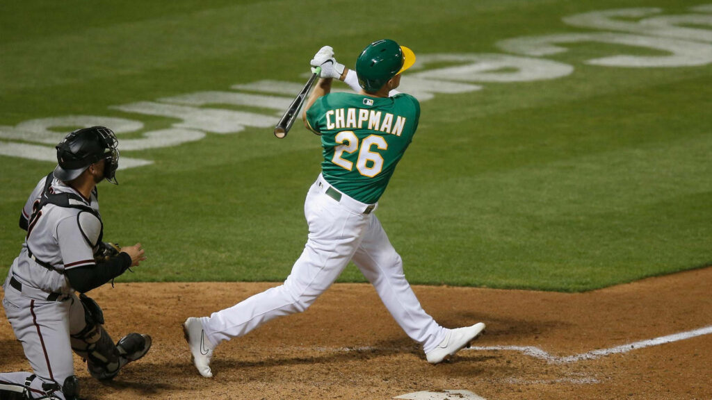 Matt Chapman Mid-Swing: Number 26 Baseball Wallpaper Background