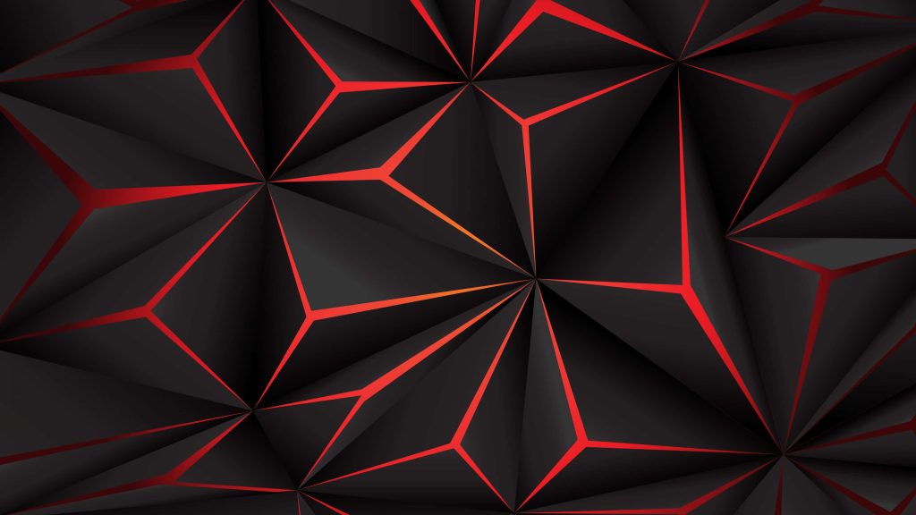 3D abstract low poly wallpaper matte black with glowing red edges high tech gaming background