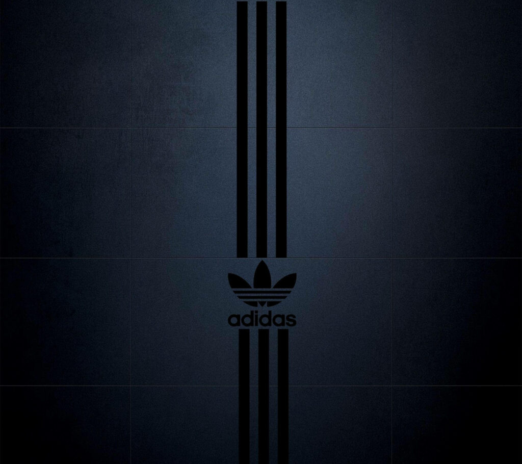 Adidas logo in matte black on dark textured background sleek modern wallpaper design