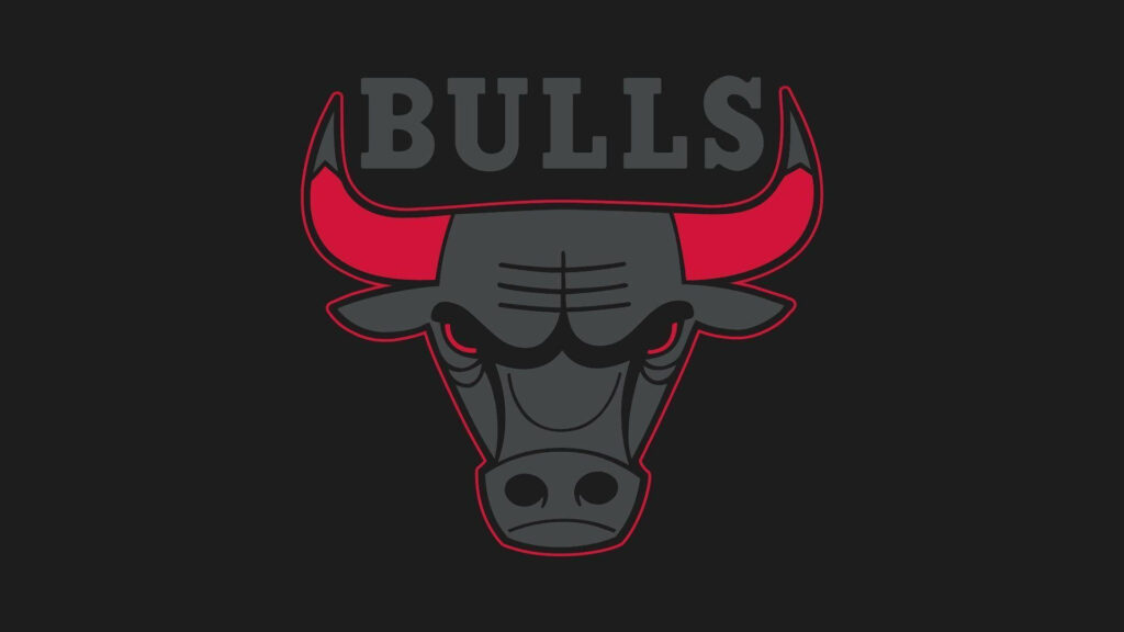 Matte black Chicago Bulls wallpaper with bold red logo for modern basketball fan background