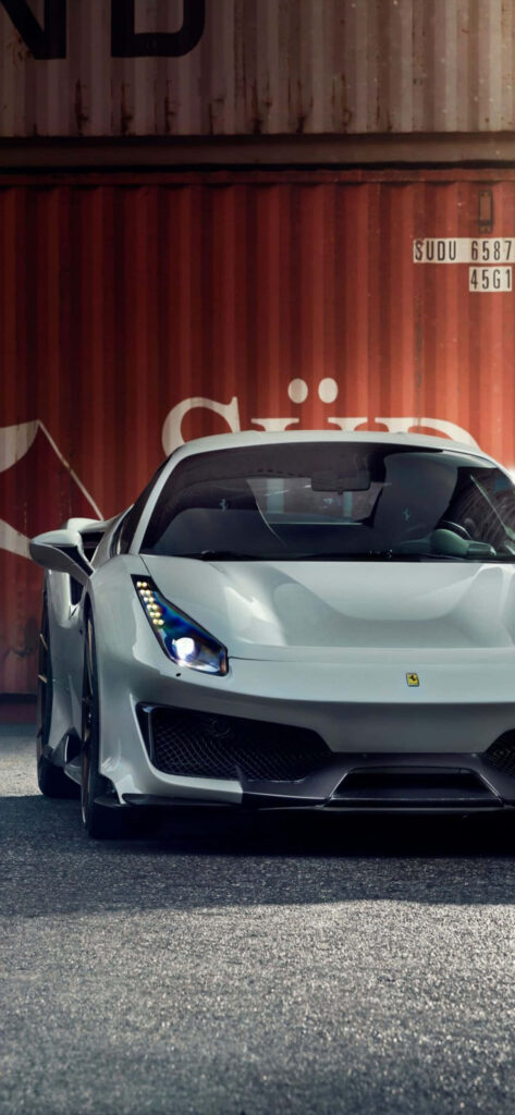 Captivating Capture: Showcasing the Stylish Grey Ferrari 488 Pista in a Max Ferrari Backdrop Wallpaper