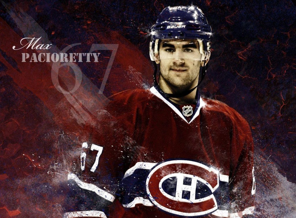 Hockey star Max Pacioretty in distressed red and blue Montreal Canadiens jersey wallpaper