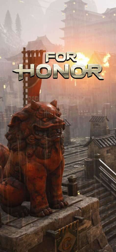 For Honor Wallpaper: Lion Statue in Misty Eastern Fortress Background