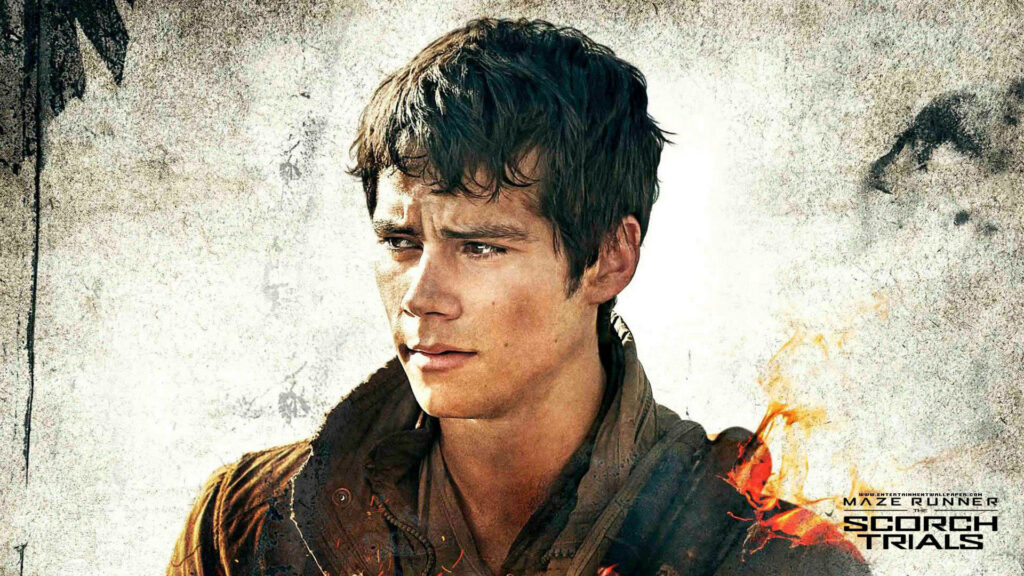 Dylan O'Brien as Thomas in Maze Runner Scorch Trials fiery gritty post-apocalyptic wallpaper