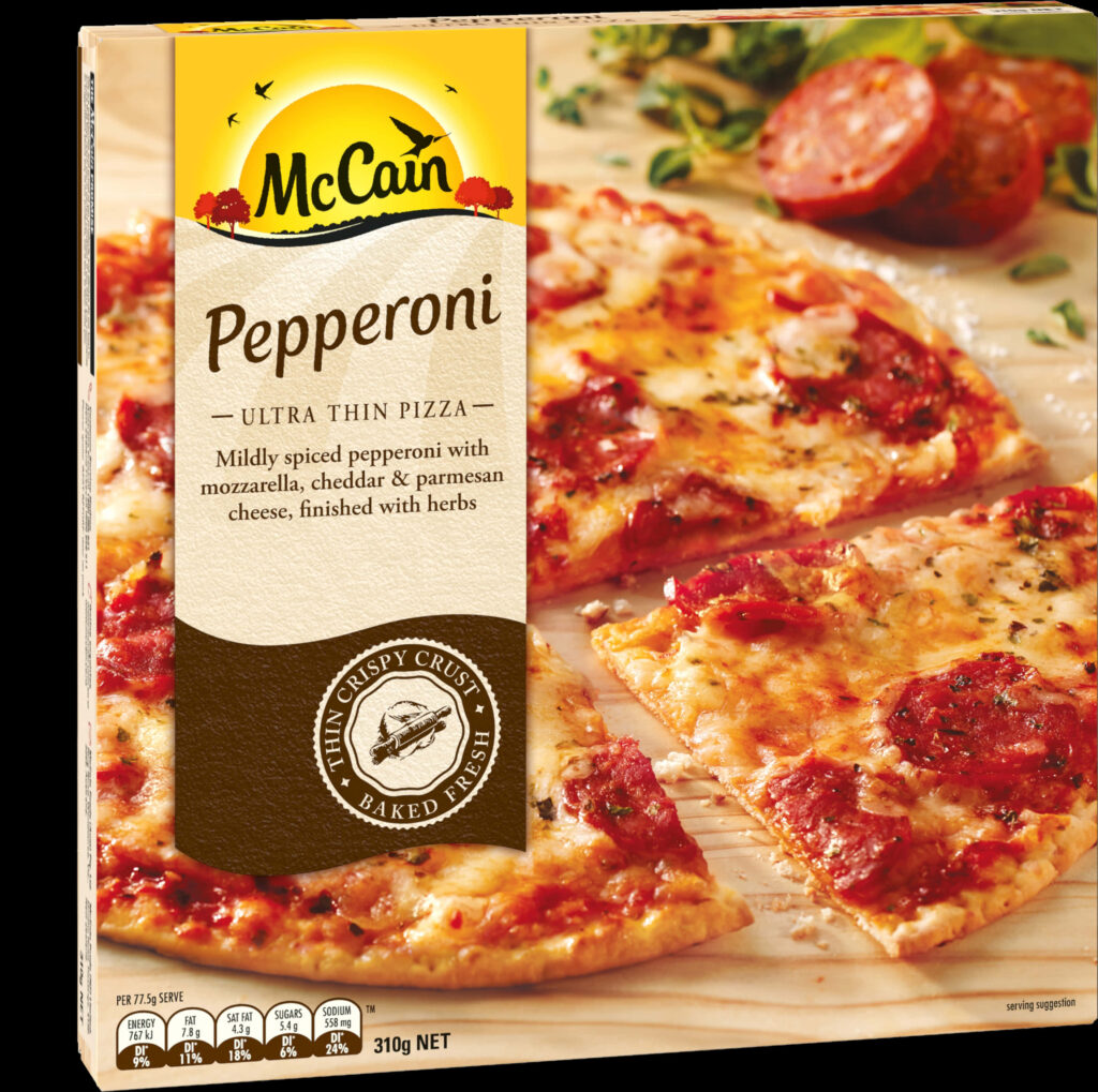 McCain Pepperoni Ultra Thin Pizza Box - Irresistible Thin-Crust Delight Wallpaper